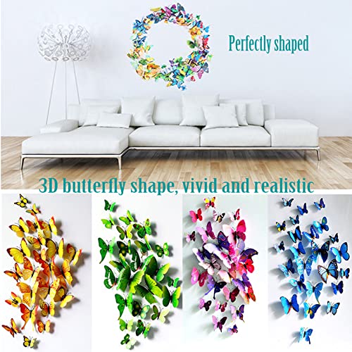 Wall Decal Butterfly, Topixdeals 48 Pcs 3D Butterfly Stickers With Sponge Gum And Pins, Removable Wall Sticker Decals For Room Home Nursery Decor #TOP6