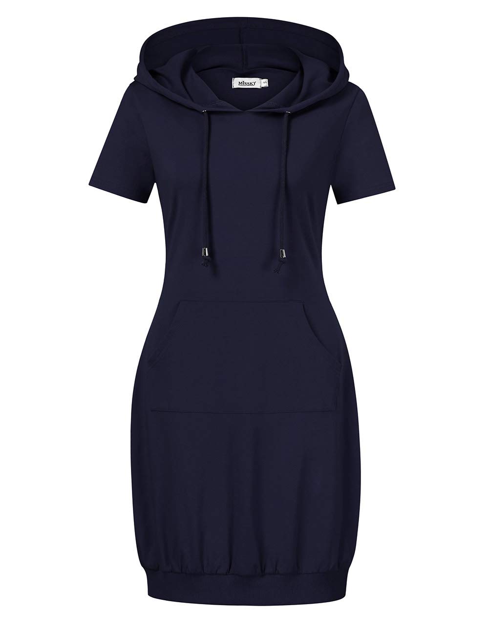 MISSKY Women's Pullover Hooded Kangaroo Pocket Sweatshirt Casual Hoodie Dress