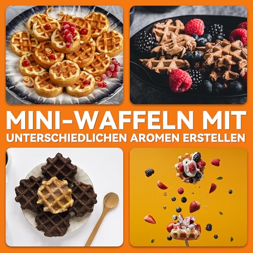 Baker's Friend Multi Mini Waffeleisen Rund, Mini Waffle Maker, Backen 11 x 5.5 cm Kleine WaffelnAusgezeichnete Wahl fur Frühstuck, Brunch, Partys fur Veranstaltungen, Aqua, EU Plug