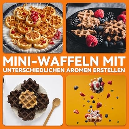Baker's Friend Multi Mini Waffeleisen Rund, Mini Waffle Maker, Backen 11 x 5.5 cm Kleine WaffelnAusgezeichnete Wahl fur Frühstuck, Brunch, Partys fur Veranstaltungen, Aqua, EU Plug – Bild 7