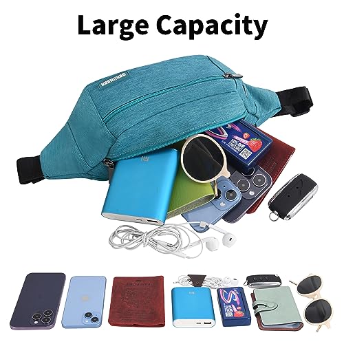 Bauchtasche Gürteltasche mit Einem 30 cm Verlängerten Gürtel Damen und Herren Bauchtasche Geeignet für Reise Sport Running und Alle Outdoor Aktivitäten Hüfttasche Damen Herren Sport (Blaugrün)