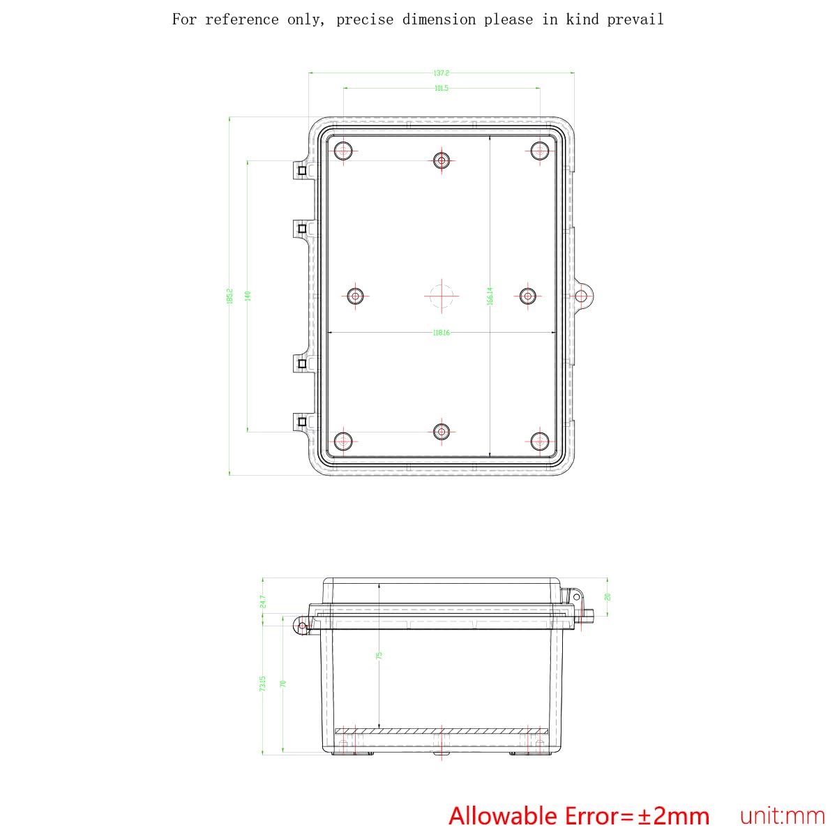 Waterproof Electrical Box - IP67 Stainless Steel -6