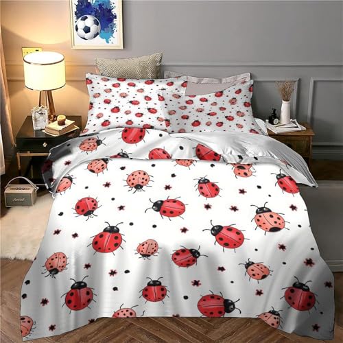 Housse de couette luxe 3D coccinelle en microfibre douce pour lit double - 6