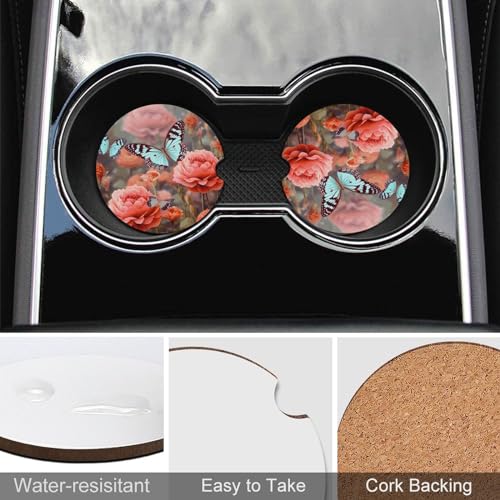 Portavasos para carros decorativos mariposa 2.6 pulgadas 2 unidades miniatura 5
