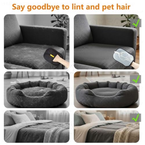 Image of ComSaf Pet Hair Removal Gloves, Static-Enhanced Pet Hair Removal Mitt [1 Pcs], Reusable Grooming Mitt Cleaning Glove for Furniture, Carpets, Car Seats & Gentle Massage for Dogs Cats (23.5x18cm)