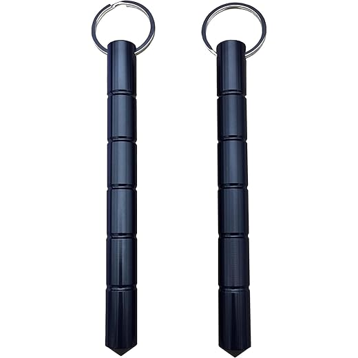 Kubaton Keyring aluminum Blunt Force in Black, Self Defense Weapon for Women Ladies Girls (Standard 2-Pack)