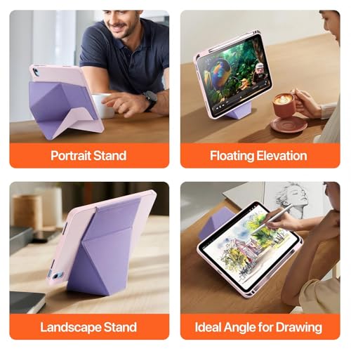 Image of ProElite Versatile Tablet Stand case for Apple iPad A16 10th /11th Gen Case, Smart flip Case with Stable Stands with Pencil Holder for iPad A16 10th /11th Gen, Pink