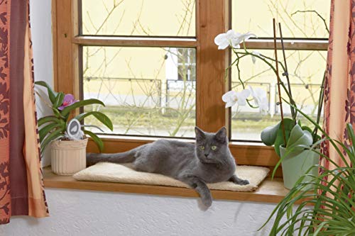 Kerbl Pet Fensterliegekissen, Katzenkissen, Katzenliegeplatz, hellbraun, 60x26x2cm, Polyester, Katzen, selbstwärmend, mit Anti-Rutsch-Noppen