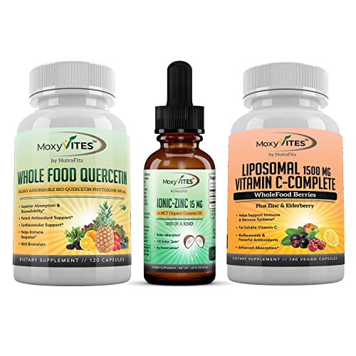Moxyvites Quercetin Liposomal Vitamin C & Zinc For Optimal Immune Support Bundle #TOP17