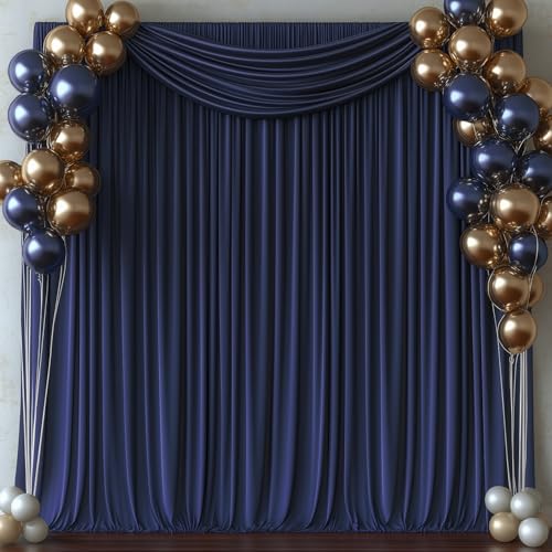 KRYOSYN 10x10FT Navy Blue Backdrop Curtains for Wedding Parties Wrinkle Free Photo Backdrop Curtains for Wedding Birthday Party Baby Shower Fabric Drape with Rod Pockets 5ft x 10ft 2 Panels