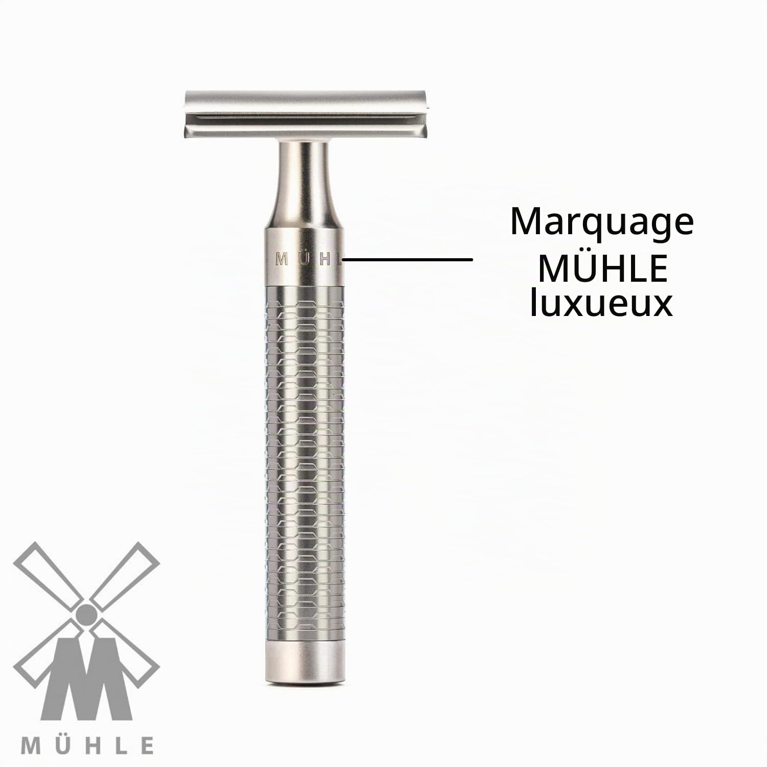 Mühle Rocca R89 Rasoir de sécuritè à double tranchant (peigne fermé) | Acier inoxidable pur mat | Parfait pour un usage quotidien | Rasoir der qualité pour homme