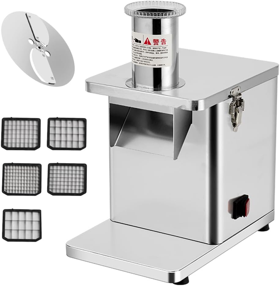 Vegetable Chopper, Commercial Multifunctional Slicer, Electric Vegetable Dicer, with 5 Dicing Blades and 1 Slicing Blade, for Fruit, Onion, Potato, Carrot