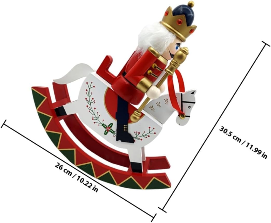 GARVALON Christmas Wooden Nutcracker Soldier Figurine Large Crimson Surface Ornament Decorative Nutcracker Christmas Collectible for Home Holiday Party Display