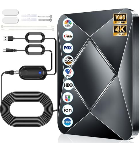 3600+ Miles Range TV Antenna Indoor, 2026 Updated Digital TV Antenna for Smart TV Indoor with Amplifier Signal Booster, HDTV Antenna for Local Channels Supports 8K 4K1080p All TVs-40ft Coaxial Cable