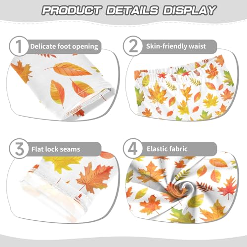 senya Girls Printed Leggings Yoga Pants Autumn Watercolor Leaf Pattern for Kids in 4t to 10 Years, 4T3