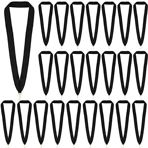 Hanaive Black Award Ribbon Lanyards Medal Ribbons Flat Neck Straps for Medals with Clips for Competitions Sports Meeting Party(30 Pack)