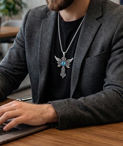 Image of Cross Chain Gothic Jewellery Set, Punk Style Cross Necklace for Men, 3PCS Accessories for Alternative Fashion Enthusiasts, Unisex Gothic Jewelry for Concerts and Daily Wear