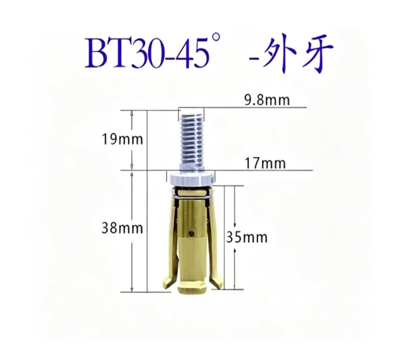Garra de tracción de husillo Pinza BT30 BT40 de 45 grados, abrazadera garra husillo roscado interno externo, herramienta tracción 4 pétalos, centro fresadora(BT30-45)