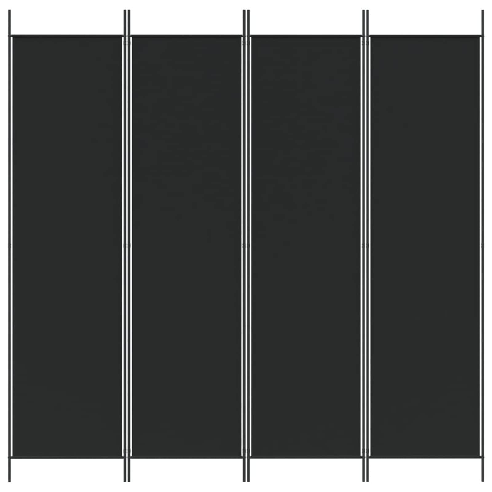 Paravento a 4 Pannelli Divisorio Nero 200x200 cm in Tessuto - Protezione Privacy per Interni (SPU:350185)