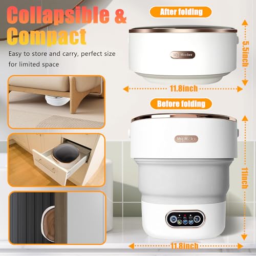 Portable Washing Machine,15L Collapsible Mini Washer with 3 Cleaning Modes Drain Basket Small Foldable Laundry Machine for Travel Camping Dorms RVs Apartments Baby Clothes Underwear Socks Delicates - Image 3