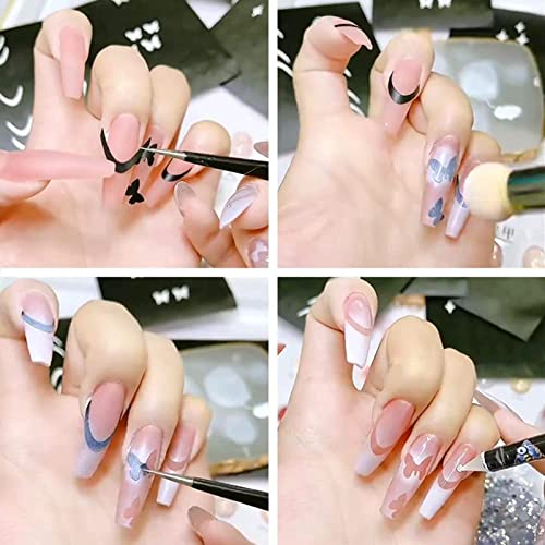 Coerni Adesivos de unhas aerógrafos estênceis de unhas ponta francesa borboleta estrela coração linh