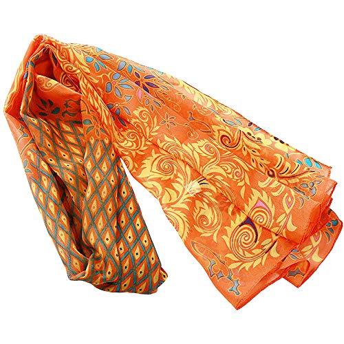 Secret for Longevity Long Rectangle Sheer ORANGE Beige Chiffon Aqua Turquoise Blue Green Red Gold Paisley Scarf Women's Scarves Headband Bandana 19" inches wide x 60" inches long3
