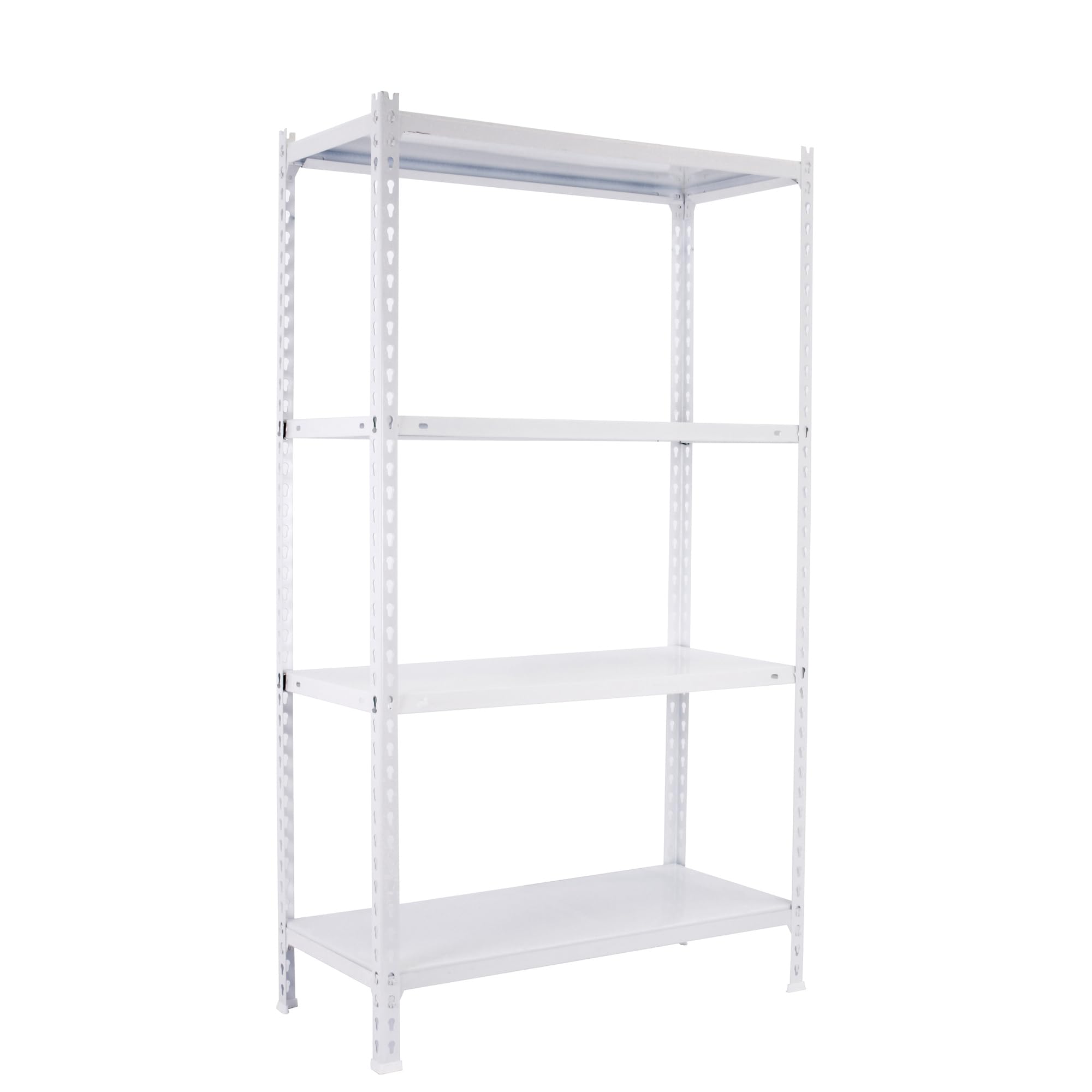 Simon Rack Estanterias Almacenaje, 150x100x50 cm, (Al x An x Lr), Estanteria Metalica, 4 Baldas, 70 kg de Punto Flexión, Acero Galvanizado, Blanco - Ecoclick