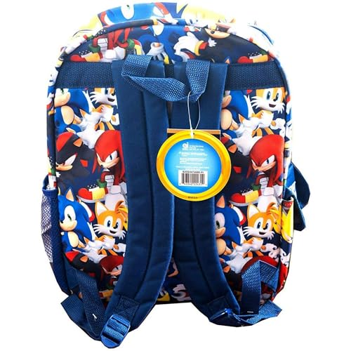 Accessory Innovations Mochila escolar grande Sonic the Hedgehog 40,6 cm pronta para ação azul e pret