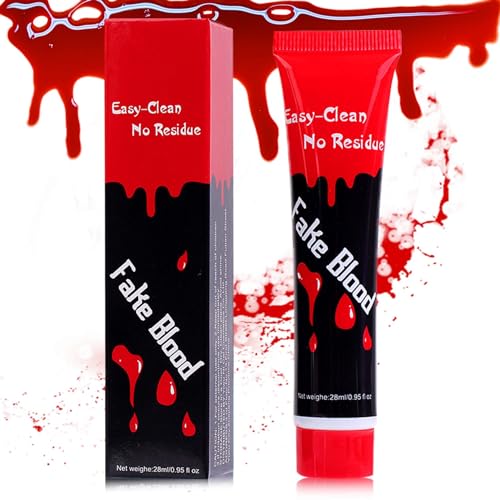 WENJLYJ Halloween Fake Blood Makeup,Liquid Dripping Fake Blood Washable,Dark Fake Blood for Clothes Vampire Zombie Cosplay Costume Party Stage Realistic Monster Special Effects SFX Makeup