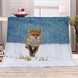 KINITA Tier Füchse Kuscheldecke Flauschige 3D Decke 150 x 200 cm Mikrofaser Sanft Flanell Weich Decke Fleecedecke Sofaüberwurf Tagesdecke kinderdecke für Bett/Sofa