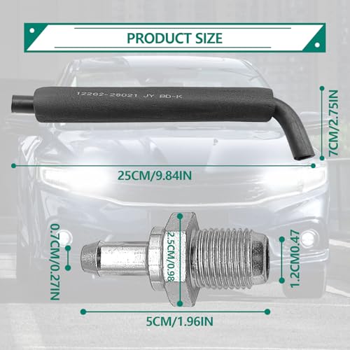SYudwen 12204-28020 12262-28021 Engine PCV Valve Hose Compatible with Corolla Highlander Camry Solara RAV4 Matrix TC XB HS250h