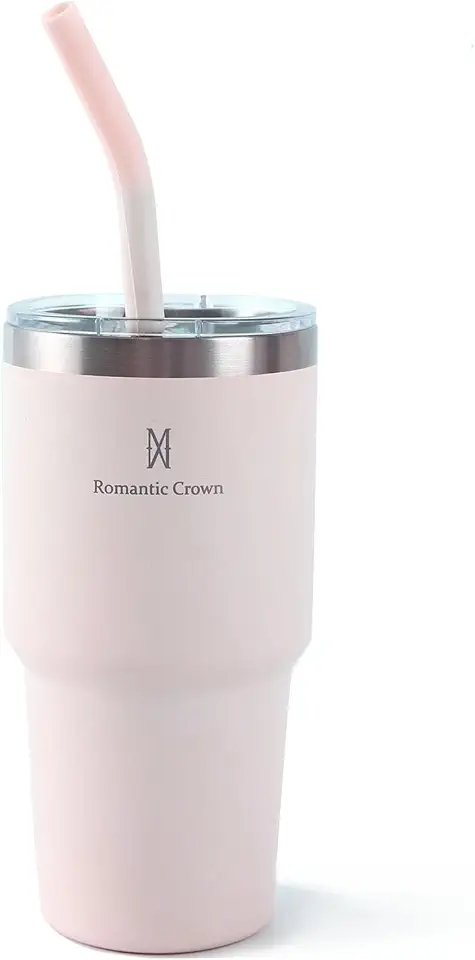 Copo Térmico de Aço Inoxidável 591ml, com Canudo e Tampa, Garrafa Termica Isolada a Vácuo Copos Garrafas Termo Pequeno Para Viagem Portátil, Para Água, Chá Gelado, Café, Smoothies e Muito Mais