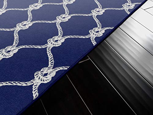 Brumlow Mills Nautical Rope Ocean Trellis Knot Area Rug For Beachy Home Décor, Living Room Carpet, Kitchen Mat Or Entryway Rug, 5' X 8', Blue #TOP3
