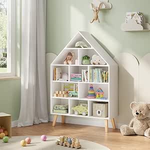 Libreria Per Bambini WOLTU A 3 Ripiani Con Ruote - Scaffale Per Libri E Giocattoli, Design Montessori, Bianco - Foto 2