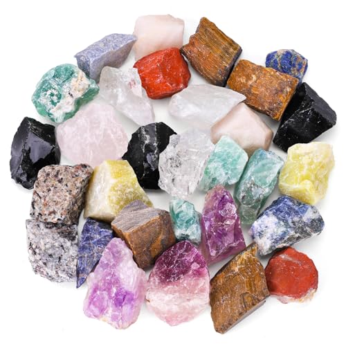 HAKACC Juego de piedras curativas de 1300 g, 30 – 35 unidades de Madagascar en bruto, piedras preciosas naturales, para terapia de cristal, decoración de rocas, meditación, agua de piedras preciosas