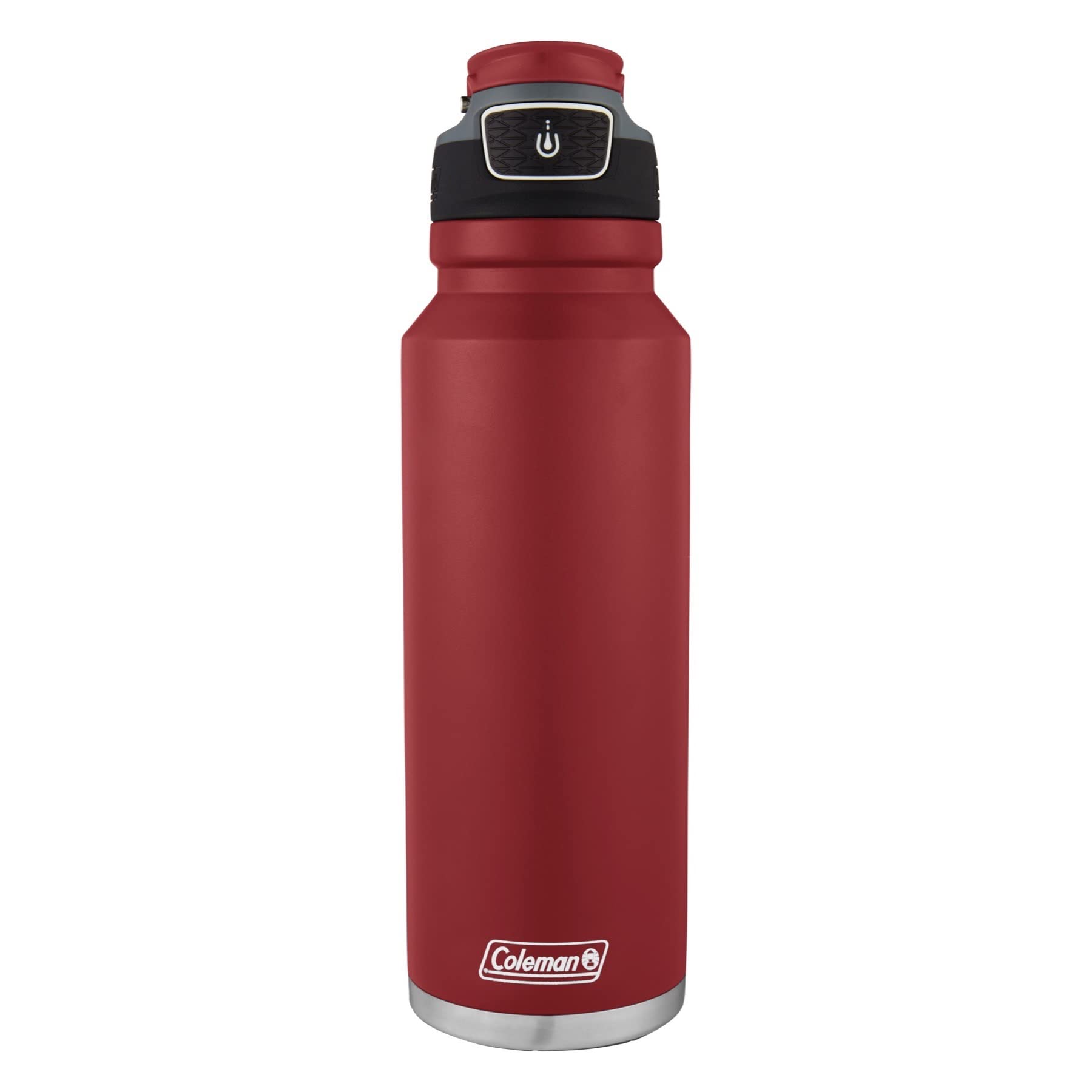 Coleman FreeFlow AutoSeal Insulated Stainless Steel Water Bottle 40 Ounce, Heritage Red