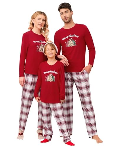 Clearlove Ensemble de Pyjamas de Noël pour la Famille Ensemble de Pyjamas de Noël Ensemble de Pyjamas de Noël à Manches Longues Ensemble de Pyjamas de Famille à Deux pièces(Rouge,L) Cover