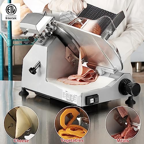HECMAC 10" Commercial Electric Meat Slicer - Heavy Duty - Removable Blade, Washable - Adjustable 0.2mm~12mm Thickness - Auto Sharpening with Whetstone - Ideal for Home Use - ETL Certified - Thumbnail 5