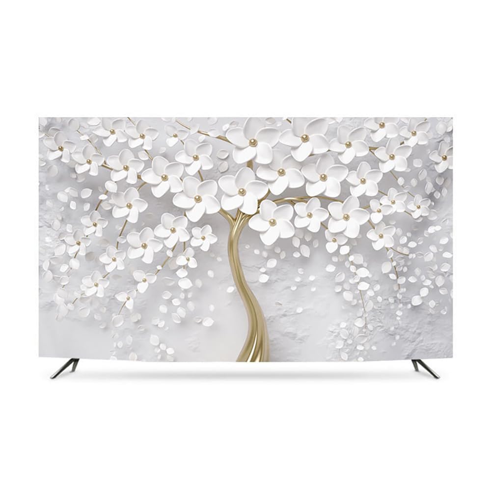 Osłona telewizora, Ochraniacz ekranu LCD 32-80 cali Bardzo miękka, oddychająca tkanina Dekoracja sypialni/salonu(Flower,37-39inch)