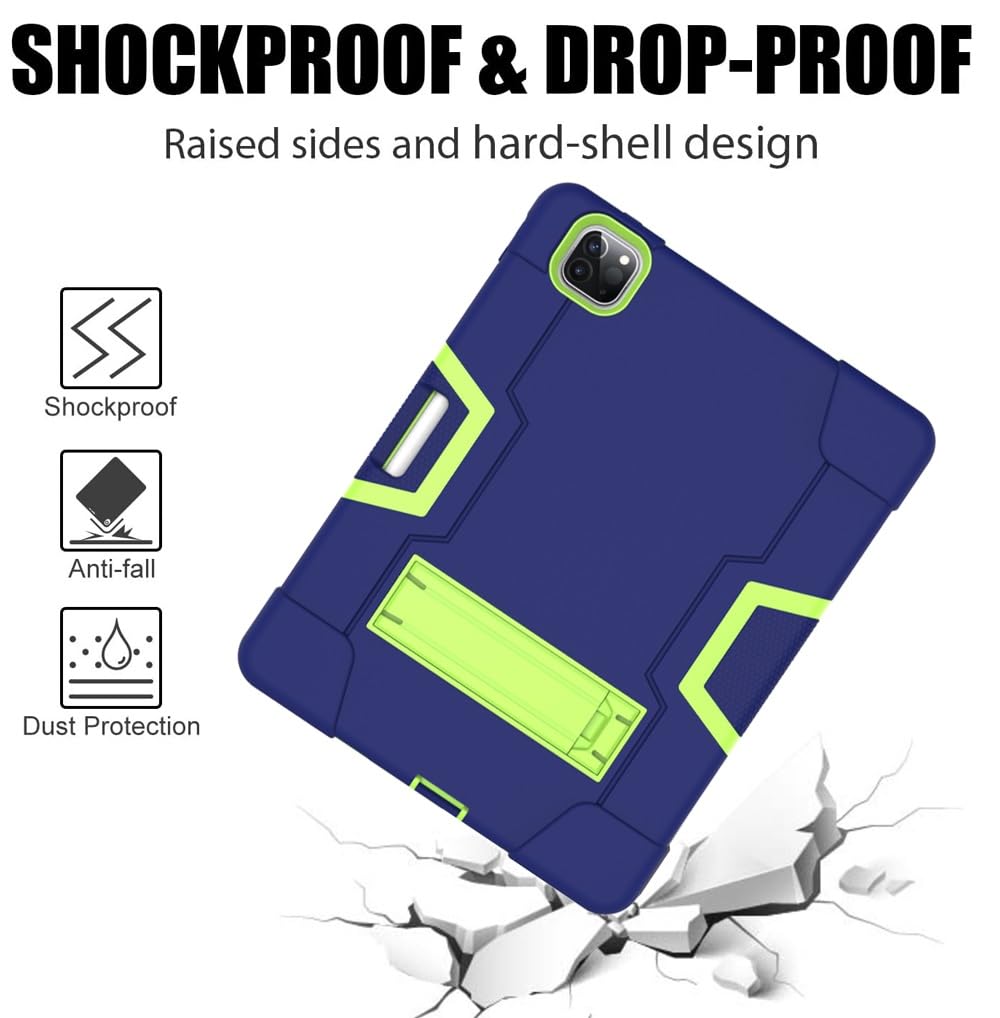 Custodia protettiva per tablet PC compatibile con iPad Pro 12.9 (2018/2020/2021/2022) Custodia con slot per penna Custodia in silicone per tablet con cavalletto, resistente antiurto guscio protettivo