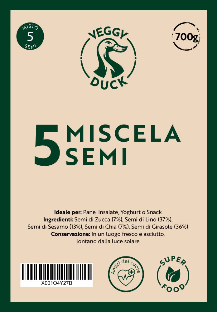 Veggy Duck Mezcla de 5 Semillas 700g Calabaza Lino Chía Girasol Sésamo