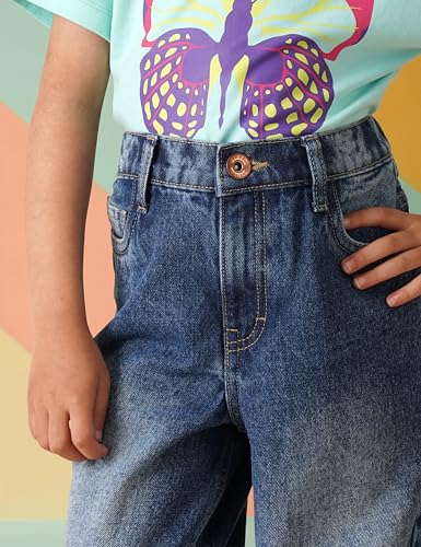 Image of Amazon Brand - Symbol Girl's Cotton Barrel Jeans