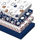 VitalCozy 4 Pcs Baseball Crib Sheet Set Newborn Bedding Nursery Baby Sheets for Girl Boys Baby Gifts for Standard Crib and Toddler Mattresses, 52 x 28 x 8 Inches