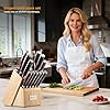 KEEMAKE 14-Piece Knife Set with Block,Ultra Sharp Knife Block Set High Carbon Stainless Steel Kitchen Knife Set Professional Chef Knife Set with Ergonomic Pakkawood Handle and Sharpener