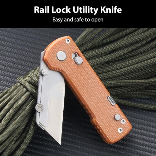 Image of OKNIFE U1 Pro Multitool Folding Utility Knife with Folding Screwdriver, Quick Change Blade, Rail Lock & Pocket Clip for Men Women (Orange Micarta)