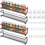 4 pack Spice Rack Organizer Wall Mounted Cabinet Metal Hanging Spice Rack for Spice Jars and Seasonings Your for kitchen Cupboard or Pantry Door