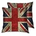 2 Pezzi Copri Cuscini, Vintage Regno Unito Union Jack Flag Bandiera Britannica Federe Stampato Copricuscini Quadrate Federa per Divano, Regalo, Ufficio, 45X45Cm