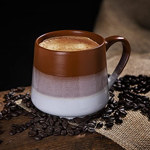 Heartland Hive Set Of 4 Stoneware Coffee Mugs- Ombre Printed Bright & Colorful Coffee Cups, Mugs For Tea, Latte, And Hot Chocolate, 21 Oz (Orange And Yellow) #TOP4