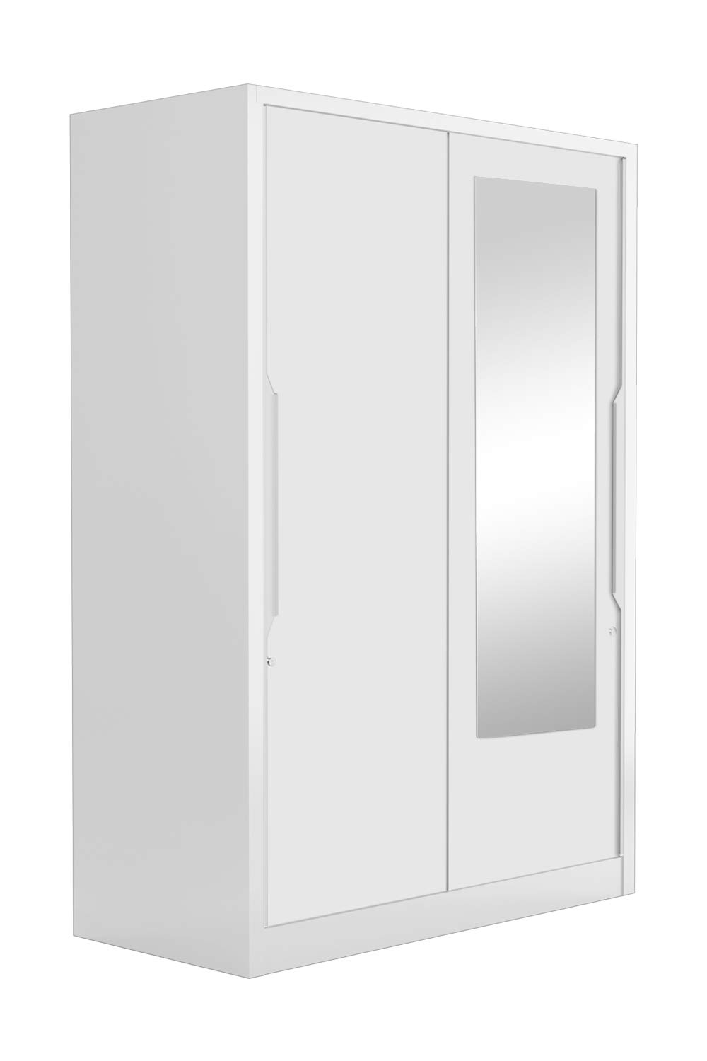 Interio by Godrej Slide N Store Pro Plus 2-Door Steel Sliding Wardrobe | Wardrobe for Clothes, Textured Bond White, 1-Year Warranty, 7 Shelves, 2 Drawers and Mirror