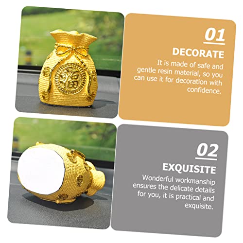 Kisangel Resin Money Bag Piggy Bank Ornament Gold Lucky Decor for Car Interior Delicate Desktop Statue Safe Resin Craft with Vivid Texture Practical Feng Shui Money Pouch Decoration3